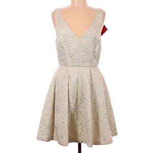 NWT Erin by Erin Fetherston Coco Jacquard Gold Embossed Fit & Flare Mini Dress